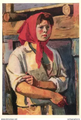 A5472 Fine art painting postcard Rudolf Bergander Apprentice mason