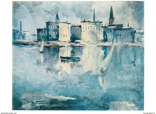 A5472 Fine art painting postcard Valdis Kalnroze-Rozenberg Daugava landscape