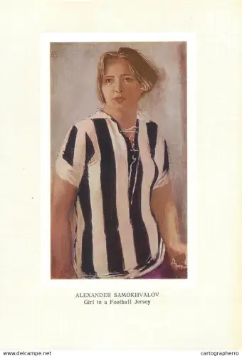 A5472 Fine art painting postcard  Alexander Samokhvalov Girl in a footbal jersey