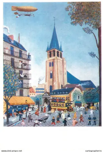 A5472 Fine art painting postcard  Hector Trotin Saint German Pres
