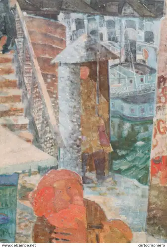 A5472 Fine art painting postcard Derkovits Gyula Bridge in winter