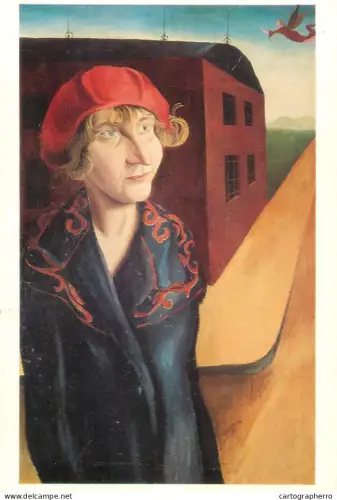 A5472 Fine art painting postcard Hans Grundig unemployed cigarette worker