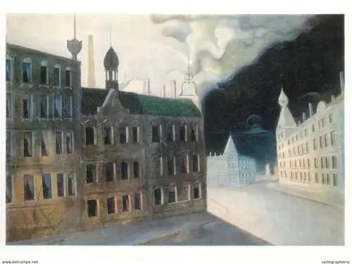 A5472 Fine art painting postcard Hans Grundig The thunderstorm