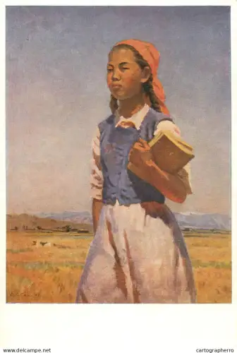A5472 Fine art painting postcard Tschuikow Kyrgyz girls
