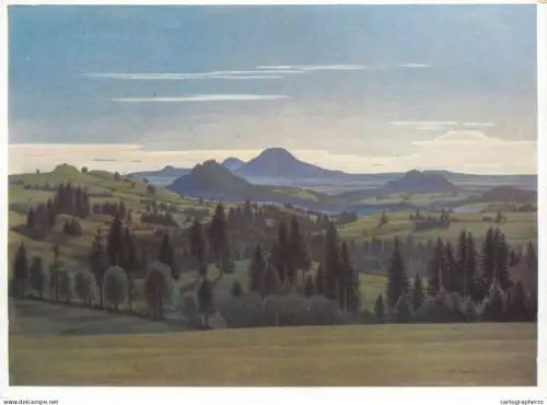 A5471 Fine art painting postcard Walter Rose Alpine foothills landscape