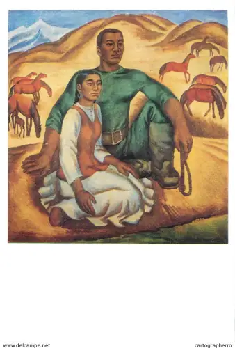 A5471 Fine art painting postcard Salikidin Aitbayen happines