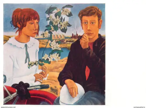 A5471 Fine art painting postcard Gunter Glombitza  Young couple