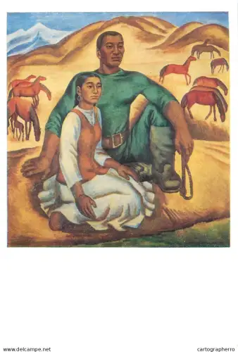 A5471 Fine art painting postcard Salikitdin Aitbayev Happines
