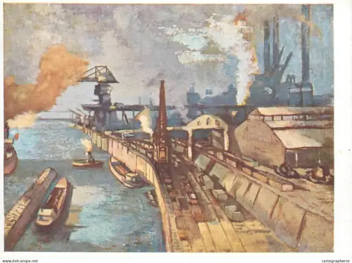 A5471 Fine art painting postcard Richard Gessner Industrial landscape on the Lower Rhine