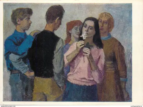 A5471 Fine art painting postcard Rudolf Bergander young person