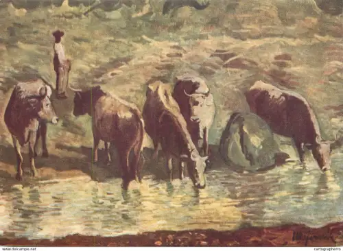 A5471 Fine art painting postcard Cyprian Majernik cutout from the work Summer