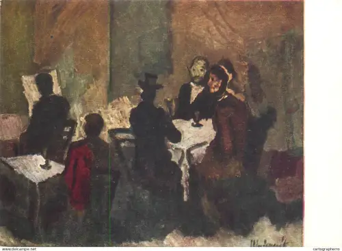 A5471 Fine art painting postcard Cyprian Majernik Coffee company