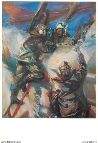 A5471 Fine art painting postcard Prof. Paul Michaelis after landing