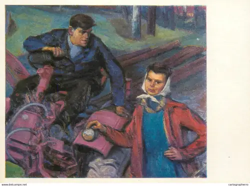 A5471 Fine art painting postcard Prof. Paul Michaelis happy life