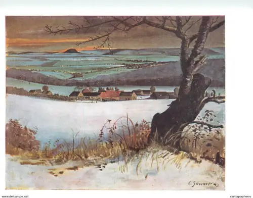 A5471 Fine art painting postcard Curt Querner Large winter landscape