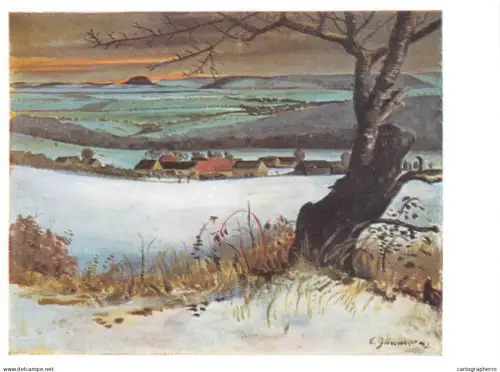 A5471 Fine art painting postcard Curt Querner Large winter landscape