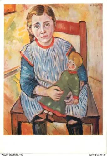 A5470 Fine art painting postcard Otto Nagel Lotte (child with doll)