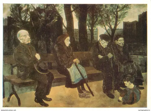 A5470 Fine art painting postcard Otto Nagel the park bench