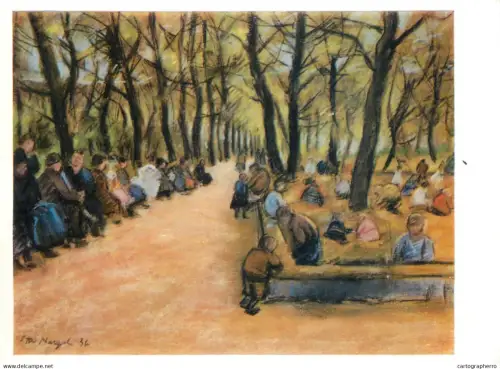 A5470 Fine art painting postcard Otto Nagel Children playground in front of old age home