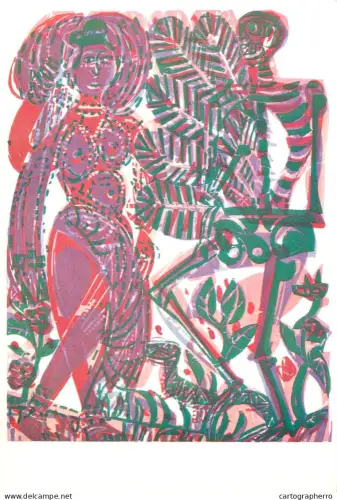 A5470 Fine art painting postcard Hap Grieshaber Death and the Virgin