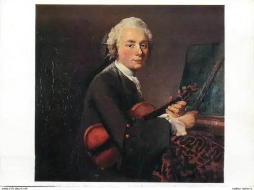 A5470 Fine art painting postcard J.B. Simon Chardin Young man with violin