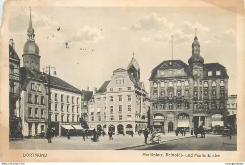 A5843 Germany Dortmund Marktplatz, Reinoldi und Marienkirche
