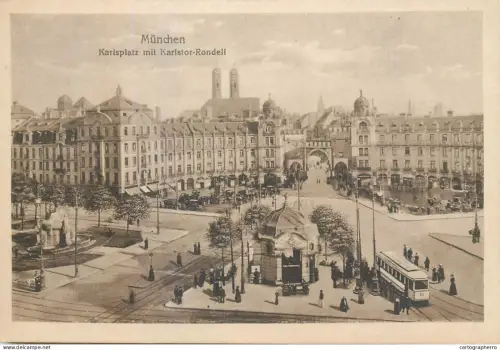 A5843 Germany Munchen Karlsplatz mit Karlstor Rondell tramway