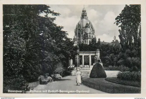 A5842 Germany Hannover Rathaus mit Rudolf Bennigsen Denkmal
