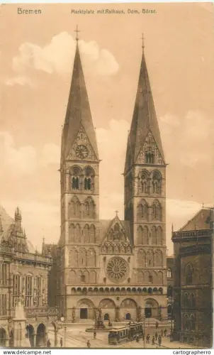 A5842 Germany Bremen Marktplatz, Dom, Borse tramway