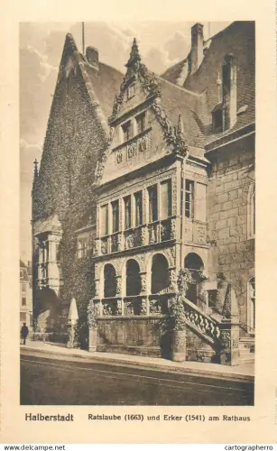 A5841 Germany Halbrstadt Ratslaube und Erker am Rathaus