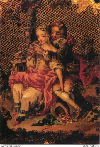 A5429 Fine art Vernis Martin The flute lesson according to Francois Boucher tabacco