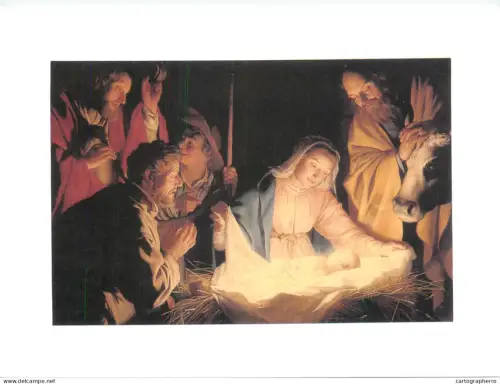 A5427 Religious fine art postcard "The Adoration of the Shepherds" Gerard van Honthorst