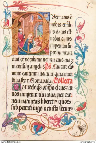 A5427 Religious fine art postcard Medieval manuscript Adoration of the Child Jesus