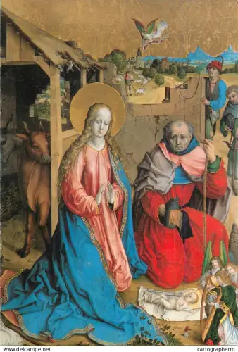 A5427 Religious fine art postcard The Nativity "Master of the Carnation"