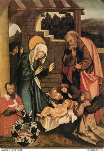 A5427 Religious fine art postcard The Adoration of the Magi Master of the Monogram AH
