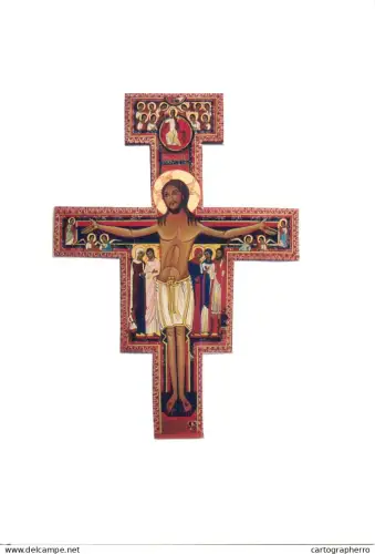 A5427 Religious fine art postcard The original cross is located in the Basilica di Santa Chiara in Assisi, Italy