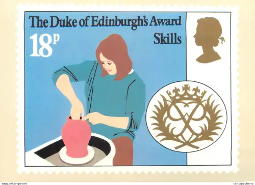 A5426 British stamp designed postcard Philip Sharland Duke of Edinbgrugh's awards Skills