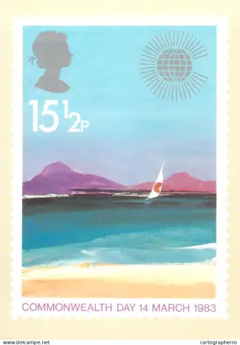 A5426 British stamp designed postcard David Hamilton Fraser Commonwealth Day 1983 tropical