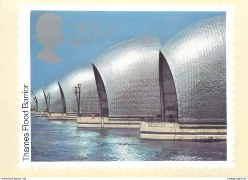 A5426 British stamp designed postcard Michael Taylor Thames Flood barrier
