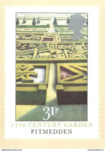 A5426 British stamp designed postcard Liz Butler Pitmedden garden