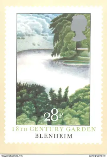 A5426 British stamp designed postcard Liz Butler Blenhem garden