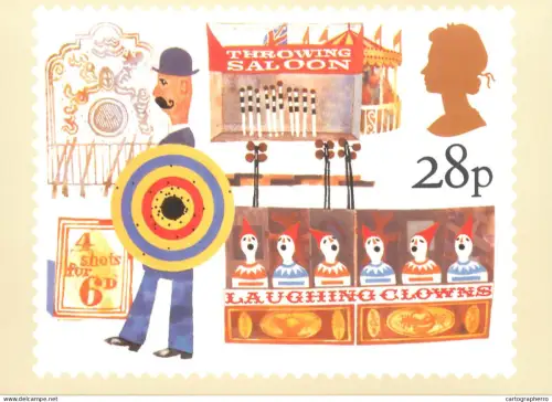 A5426 British stamp designed postcard Andrew Restall Side show
