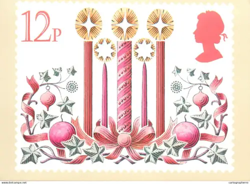 A5426 British stamp designed postcard Jeffery Matthews Christmas candles