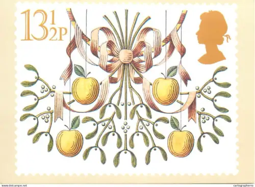 A5426 British stamp designed postcard Jeffery Matthews Christmas mistletoe