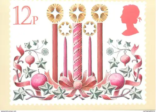 A5426 British stamp designed postcard Jeffery Matthews Christmas candles