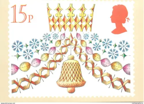 A5426 British stamp designed postcard Jeffery Matthews Christmas paper decorations