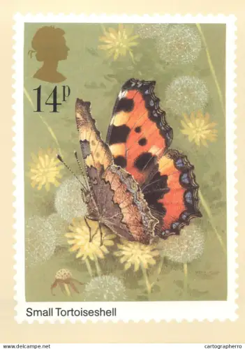 A5426 British stamp designed postcard Gordon Beningfield Butterfly Small Tortoiseshell
