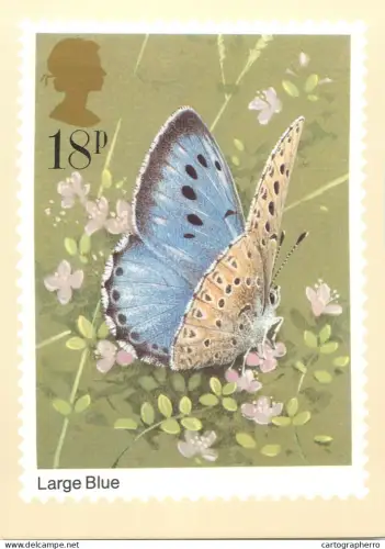 A5426 British stamp designed postcard Gordon Beningfield Butterfly Large Blue