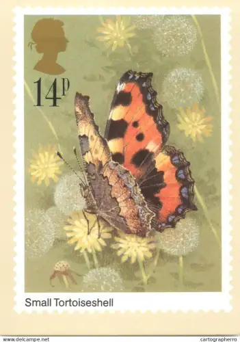 A5426 British stamp designed postcard Gordon Beningfield Butterfly Small Tortoiseshell