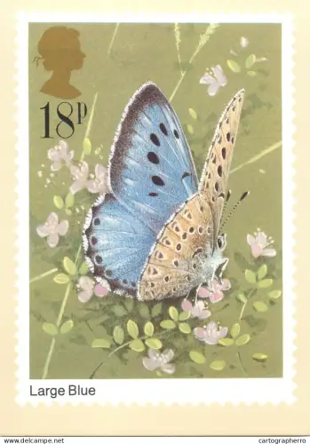 A5426 British stamp designed postcard Gordon Beningfield Butterfly Large Blue